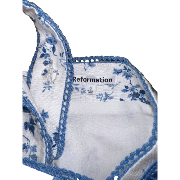 Reformation Eloise Linen Square Neck Tank Top Orlaya Medium A004686 - Picture 5 of 10